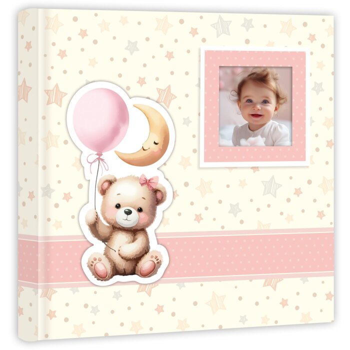 ZEP babyalbum Brian 32x32 cm roze beer vliegtuig 60 paginas fotokarton
