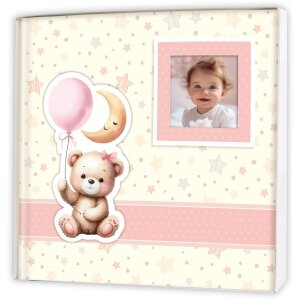 ZEP babyalbum Brian 32x32 cm roze beer vliegtuig 60 paginas fotokarton