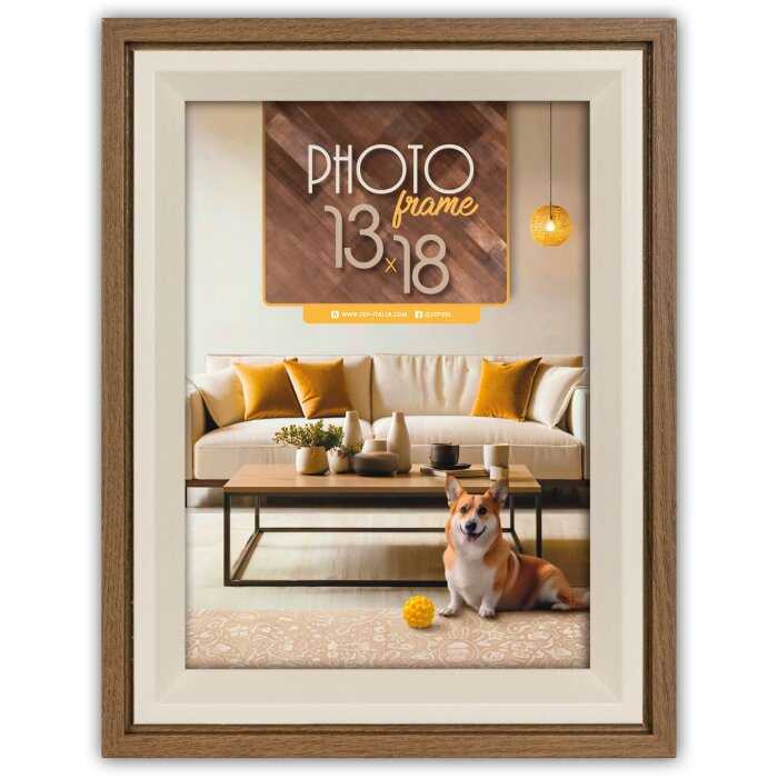 ZEP fotolijst Bologna bruin 30x40 cm MDF houtlook wandmontage