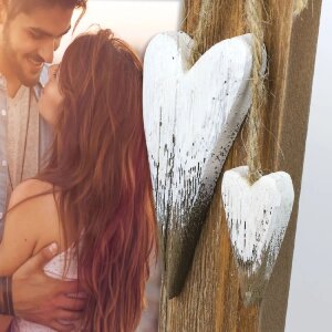 ZEP Houten fotolijst Lille Bruin 10x15 cm met hartdecoratie