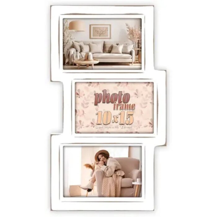 ZEP Houten fotolijst Kepler 3Q Wit 3 fotos 10x15 cm wand- of tafelbevestiging