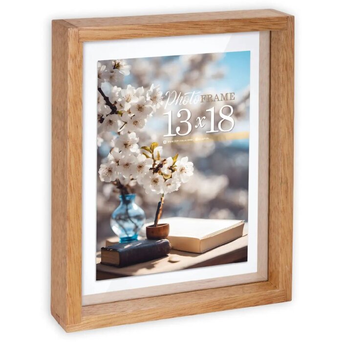 ZEP Vittel Naturel dubbel frame hout 15x20 cm aan beide zijden te gebruiken