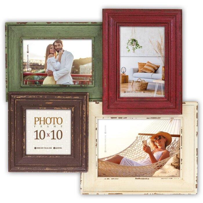 ZEP Gedda houten fotolijst 39,5x38 cm set van 4 wandmontage vintage