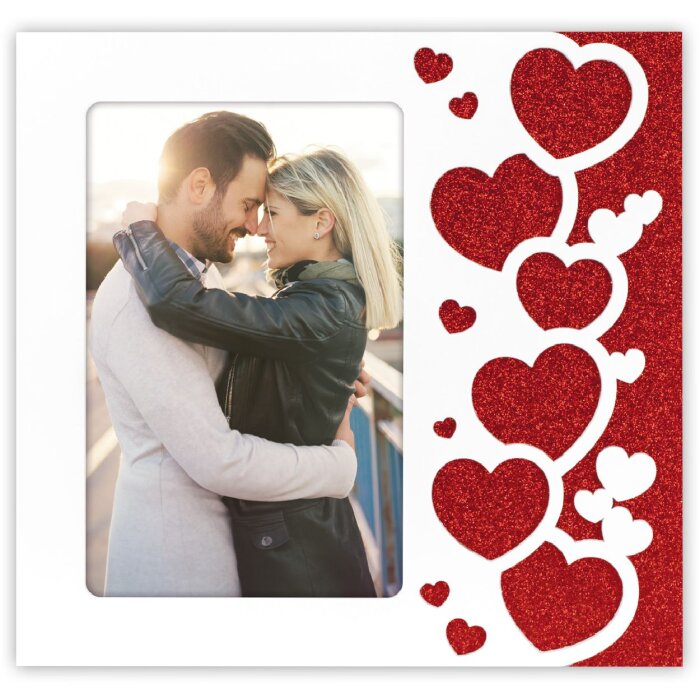 ZEP Houten fotolijst Rosalia 10x15 cm hart glitter displaystandaard