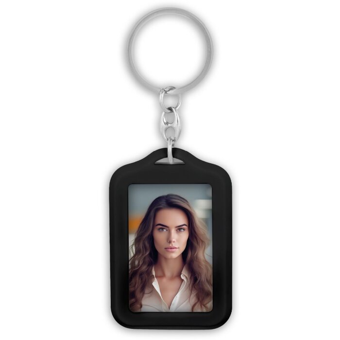 ZEP sleutelhanger AR7B zwart voor 2 fotos 3,5x4,5 cm met metalen ring