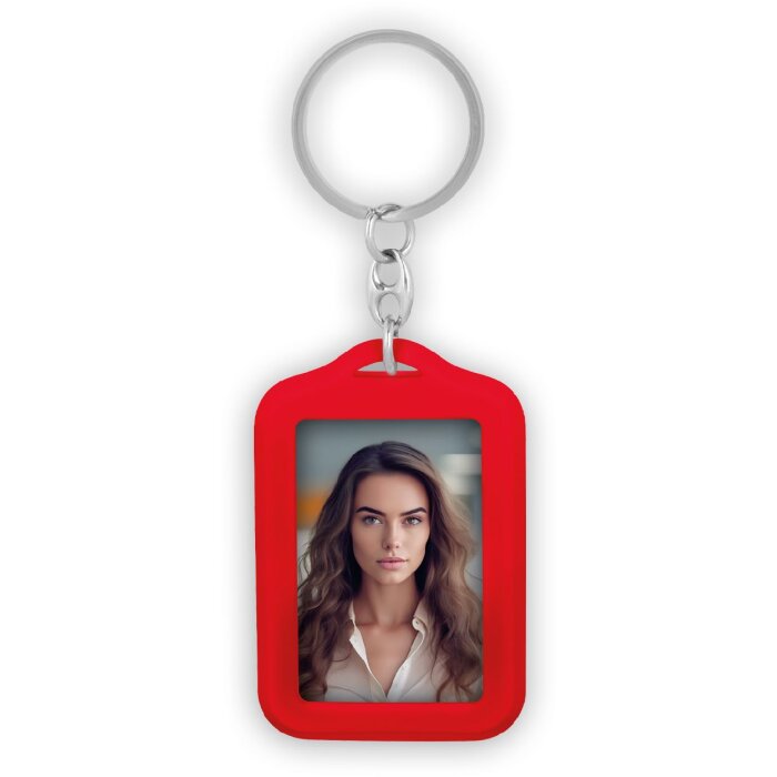 ZEP AR7R sleutelhanger rood voor fotos 3,5x4,5 cm Double Face rubber metalen ring