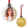 ZEP kerstbal met foto 10x10 cm goud om op te hangen