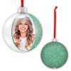ZEP kerstbal met foto 10x10 cm groen om op te hangen
