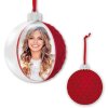 ZEP kerstbal met afbeelding 10x10 cm rood om op te hangen