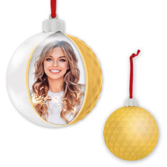 ZEP kerstbal met afbeelding 10x10 cm goud om op te hangen