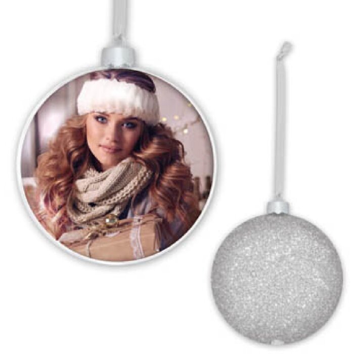 ZEP Foto Kerstdecoratie met foto 8,5x8,5 cm zilver om op te hangen