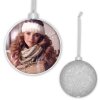 ZEP Foto Kerstdecoratie met foto 8,5x8,5 cm zilver om op te hangen