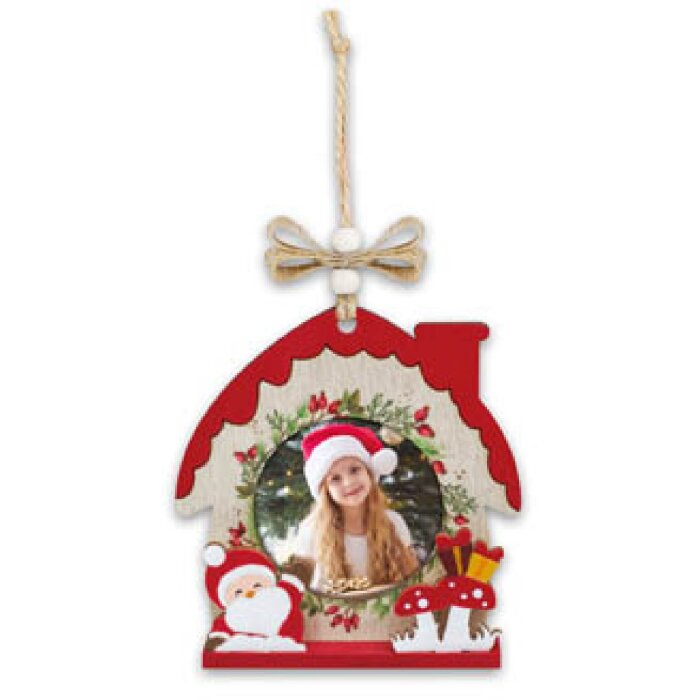 ZEP Koda Een houten decoratie met foto 6x6cm om kerst op te hangen