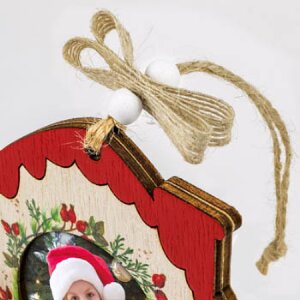 ZEP Koda Een houten decoratie met foto 6x6cm om kerst op te hangen