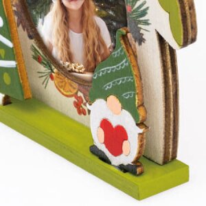 ZEP Koda C Houten decoratieve fotolijst 6x6 cm Kerstmotief om op te hangen