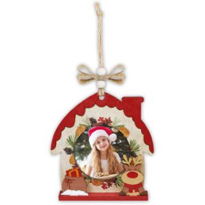 ZEP Koda D houten decoratie fotohouder 6x6cm om kerst op te hangen