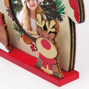 ZEP Koda D houten decoratie fotohouder 6x6cm om kerst op te hangen