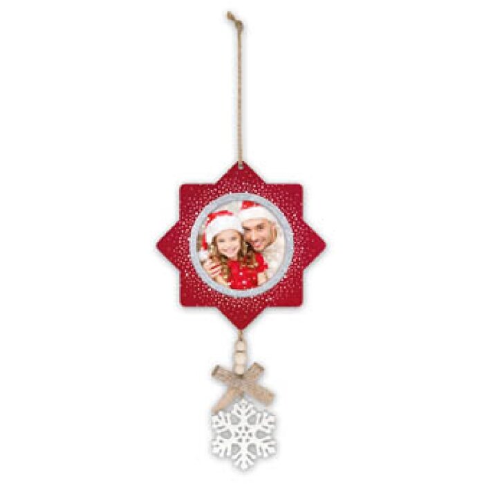 ZEP Ludwig C houten decoratie foto 7x7 cm om op te hangen Kerstmis