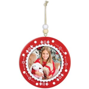 ZEP houten kersthanger met afbeelding 6x6 cm om op te hangen willekeurige kleur