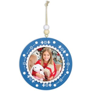 ZEP houten kersthanger met afbeelding 6x6 cm om op te hangen willekeurige kleur