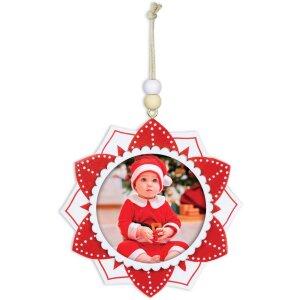 ZEP houten kersthanger met afbeelding 6x6 cm om op te hangen willekeurige kleur