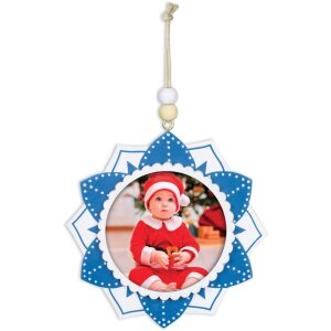 ZEP houten kersthanger met afbeelding 6x6 cm om op te hangen willekeurige kleur