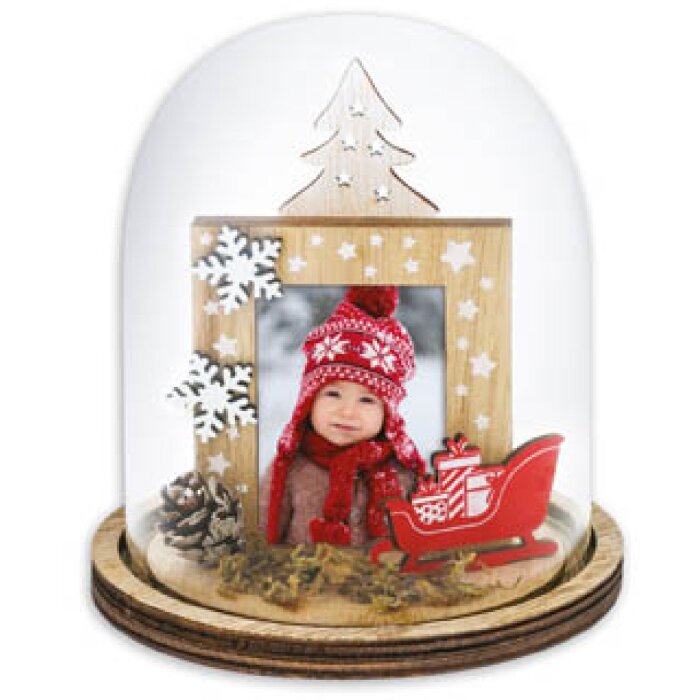 ZEP kerst fotolijst Herman glazen koepel 5x7 cm hout rood