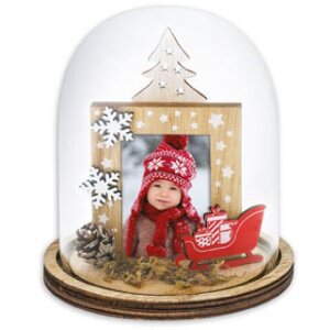 ZEP kerst fotolijst Herman glazen koepel 5x7 cm hout rood