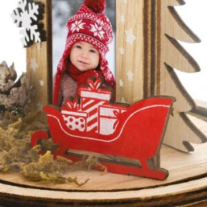 ZEP kerst fotolijst Herman glazen koepel 5x7 cm hout rood