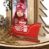 ZEP kerst fotolijst Herman glazen koepel 5x7 cm hout rood