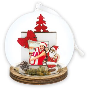 ZEP kerstbal Franz hout kunststof foto 3,5x4,5 cm 9 cm Kerstmis
