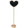 Clayre & Eef 65646 Krijtbord Hartvorm op Standaard Zwart Bruin 8x5x27 cm