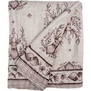 Clayre & Eef GTW60-1 Plaid Beige Bruin 130x180 cm Landelijke stijl