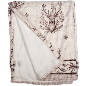 Clayre & Eef GTW60-1 Plaid Beige Bruin 130x180 cm Landelijke stijl