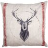 Clayre & Eef NWV24-1 Kussenhoes 45x45 cm Beige Rood Landhuis Hert Motief
