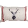 Clayre & Eef NWV36-4 Kussenhoes Beige Rood Hert Motief Landelijke Stijl 30x50 cm