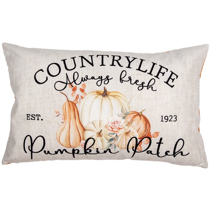 Clayre & Eef PPS36-2 Kussenhoes Beige Oranje Landelijke Stijl 30x50 cm Polyester