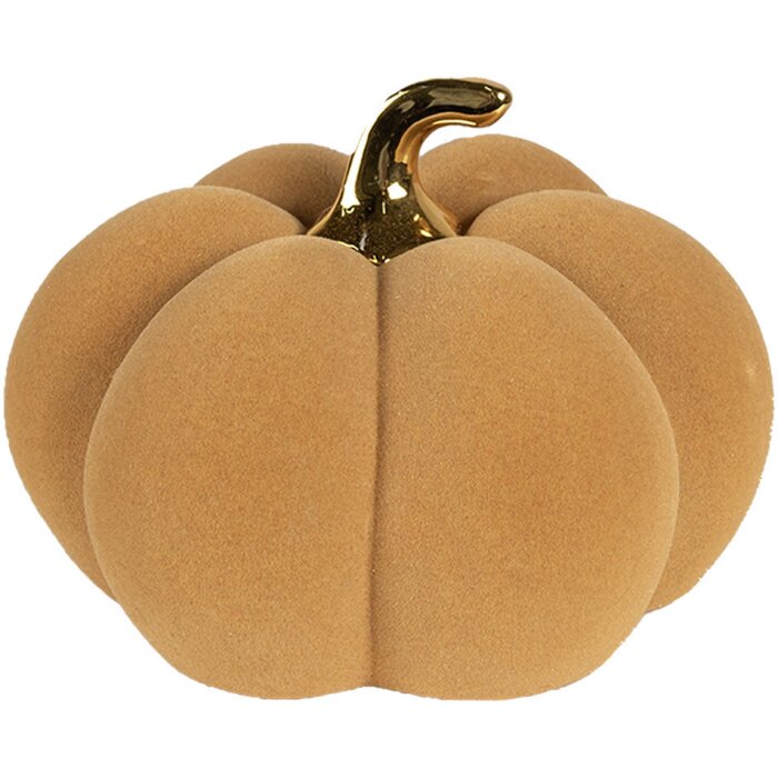 Clayre & Eef Decoratie Pompoen Geelgoudkleurig Keramiek Ø 18x14 cm