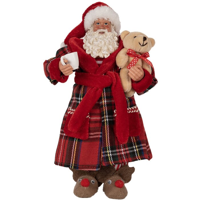 Clayre & Eef 65589 Kerstman Decoratie Rood Wit 16x10x27 cm