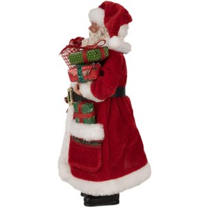 Clayre & Eef 65594 Kerstman Decoratie Rood Wit 16x10x27 cm