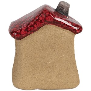 Clayre & Eef 6CE1778 Decoratief Huisje Bruin Rood Keramiek 7x6x8 cm