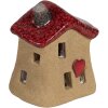 Clayre & Eef 6CE1778 Decoratief Huisje Bruin Rood Keramiek 7x6x8 cm