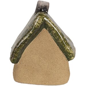 Clayre & Eef 6CE1780 Decoratie Huis Bruin Groen Keramiek 7x6x9 cm