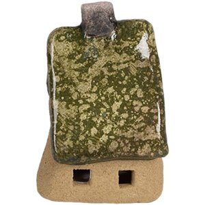 Clayre & Eef 6CE1780 Decoratie Huis Bruin Groen Keramiek 7x6x9 cm