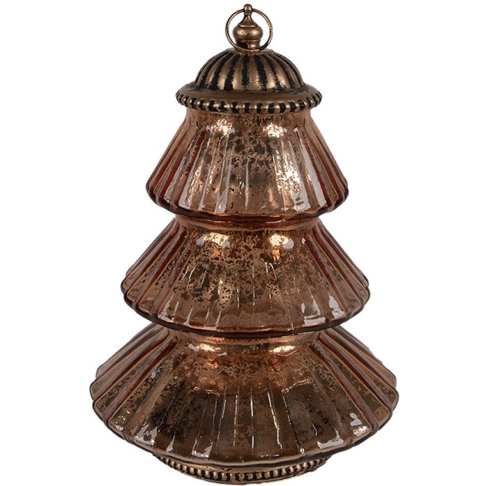 Clayre & Eef 6GL4574KO Kerstboom LED Ø 16x22 cm koperglas landelijke stijl