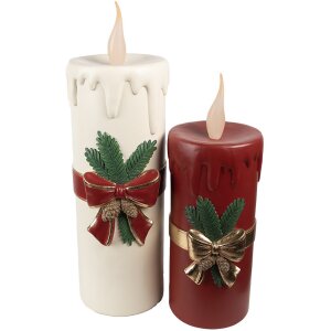 Clayre & Eef 6PR4237 Sierkaars LED Wit Rood 18x20x56 cm 3xAA