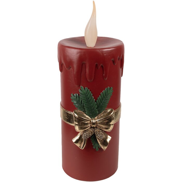 Clayre & Eef 6PR4238 LED Sierkaars 17x18x44cm Rood Goud Polyresin Kerstmis