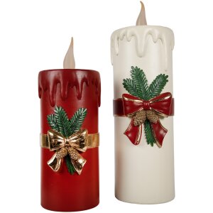 Clayre & Eef 6PR4238 LED Sierkaars 17x18x44cm Rood Goud Polyresin Kerstmis