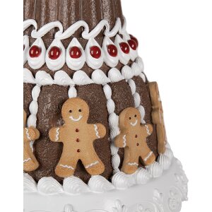 Clayre & Eef 6PR4247 Decoratieve Taart Peperkoek Ø 29x52 cm Bruin Wit Landelijke Stijl