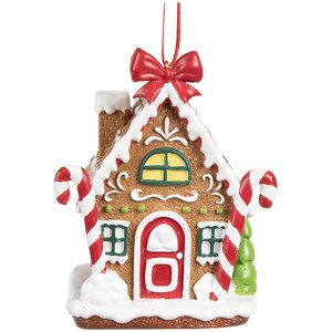 Clayre & Eef 6PR4254 Kerstlabel peperkoekhuisje bruin...